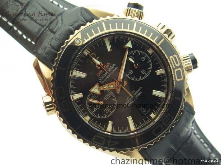 0515 Elegant Seamaster Pro Chrono RG OM Best Edition Black Ceramic Black Dial On Gummy Strap A 8128
